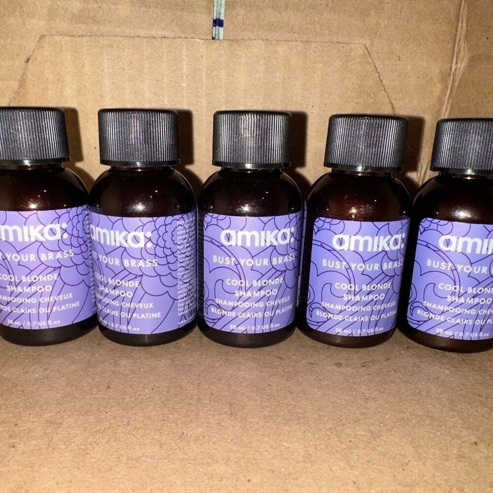 Amika Bust Your Brass Shampoo Lot of 5‎ Travel Size Purple Toning Bond Repair